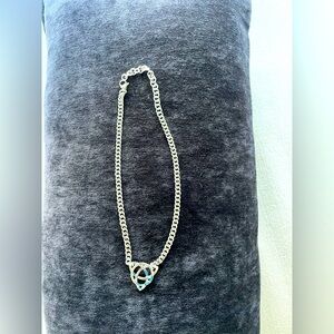 Celtic steel necklace . Celtic knot stainless steel cuban chain choker necklace